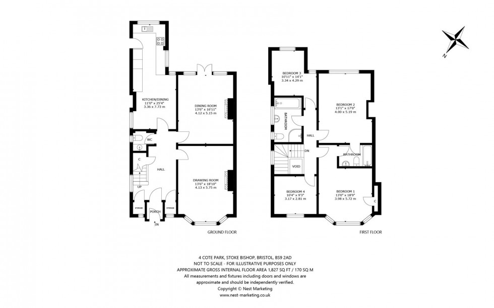 Floorplan for Cote Park, Stoke Bishop, BS9, Bristol