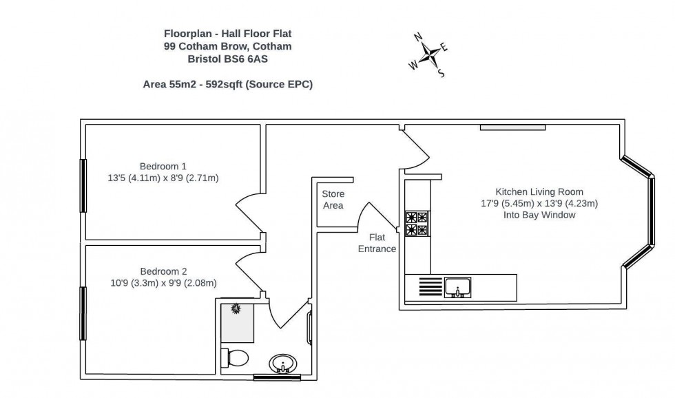 Floorplan for Cotham Brow, Cotham, Bristol, BS6